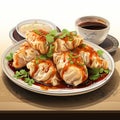 vector illustration of plate of momos