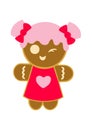 Vector illustration of a playful gingerbread girl on a white background.