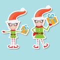 Vector Illustration of the playful Santa elves