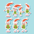 Vector Illustration of the playful Santa elves
