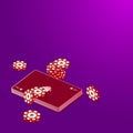 Vector illustration. Playing cards and scattered playing chips Royalty Free Stock Photo