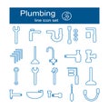 Vector illustration plumbing set of line icons. Royalty Free Stock Photo