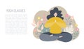 Vector illustration of a plus size yogi woman meditating in the Lotus pose. Cute flat female character.