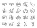 PM2.5 Air pollution line icon set. Included icons as smoke, smog, pollution, factory, dust and more. Royalty Free Stock Photo