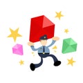 happy police officer man jewel diamond cartoon doodle flat design vector illustration