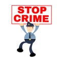 police officer stop crime board cartoon doodle flat design vector illustration