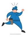 Vector illustration policeman running. Hand drawn