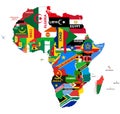 Vector political map of Africa with all country flags Royalty Free Stock Photo