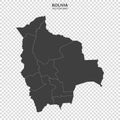 Political map of Bolivia isolated on transparent background