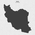 Political map of Iran isolated on transparent background