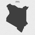 Political map of Kenya isolated on transparent background