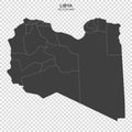 Political map of Libya isolated on transparent background