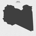 Political map of Libya isolated on transparent background