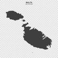 Political map of Malta isolated on transparent background