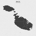 Political map of Malta isolated on transparent background