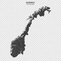 Political map of Norway isolated on transparent background