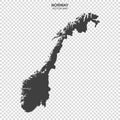 Political map of Norway isolated on transparent background