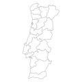 Political map of Portugal isolated on white background