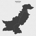 Political map of Pakistan isolated on transparent background Royalty Free Stock Photo