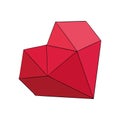 Vector illustration of polyhedron red diamond heart box with spiked structure. Image for postcard or sweets or gift box