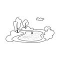 Vector illustration of pond and ice icon. Set of pond and winter stock symbol for web.