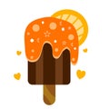 Vector illustration popsicle ice cream chocolate orange fruit