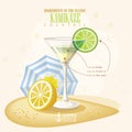 Vector illustration of popular alcoholic cocktail. Kamikaze club alcohol shot. Royalty Free Stock Photo