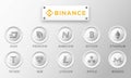 Illustration of popular binance cryptocurrency coins ICOs and tokens