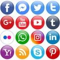 Popular social media icons set round