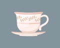 Vector illustration of a porcelain mug with a saucer from a vintage service