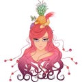 Girl with hairdress of fruits