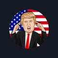 Vector illustration of a portrait of Donald John Trump