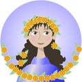 Portrait of a girl decorative with yellow flowers