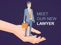 Vector illustration of a portrait of a man in a jacket lawyer wi