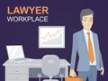 Vector illustration of a portrait of a man in a jacket lawyer wi