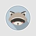 Vector illustration, portrait of raccoon sitting. Litlle and cute raccoon. Royalty Free Stock Photo