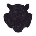 Vector illustration portrait tiger drawing silhouette, vector
