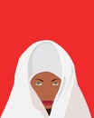 Vector illustration of portrait of young african american female with a white veil on head