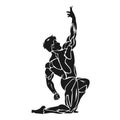 Bodybuilding, fitness, athlete flexing his muscles, icon, vector illustration Royalty Free Stock Photo