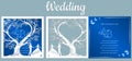 Vector illustration Postcard. Invitation and greeting card with With the groom and the bride under the trees. Pattern for the