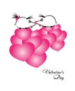 Vector illustration. Postcard Valentine`s Day