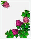 Vector illustration, postcard, wedding invitation, birthday greetings, lilac clover with leaves