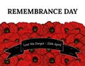 Vector illustration, poster or banner of remembrance day of Canada with poppy flowers background.