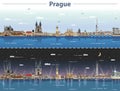 Vector Illustration Of Prague City Skyline At Day And Night