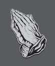 Praying Hands Sticker Grey Royalty Free Stock Photo