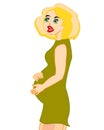 Vector illustration of the pregnant girl on white background