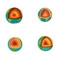 Geological earth layers diagram vector with inner core outer core mantle and crust Royalty Free Stock Photo