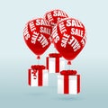 Vector illustration of presents with a red ribbon