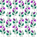 Vector illustration of pretty violet flowers seamles pattern