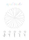 Vector illustration for printable with petals of flower on white background.